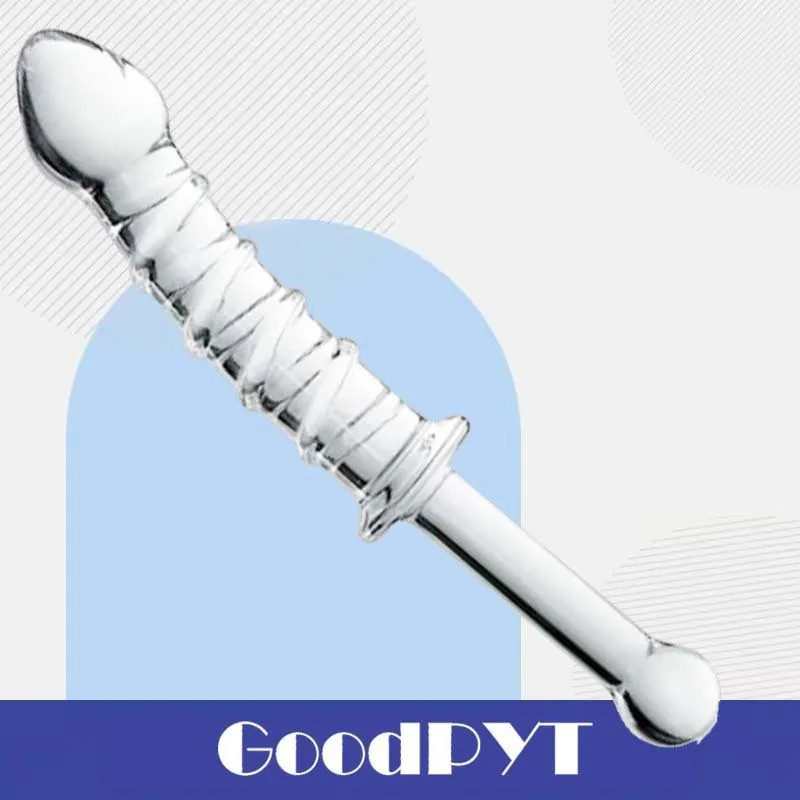 

Crystal Toys Curved Glass Spiral Dildo With Handle 9 Inches Penis Female G-spot Masturbation Adults Sexy Products Sex Tools