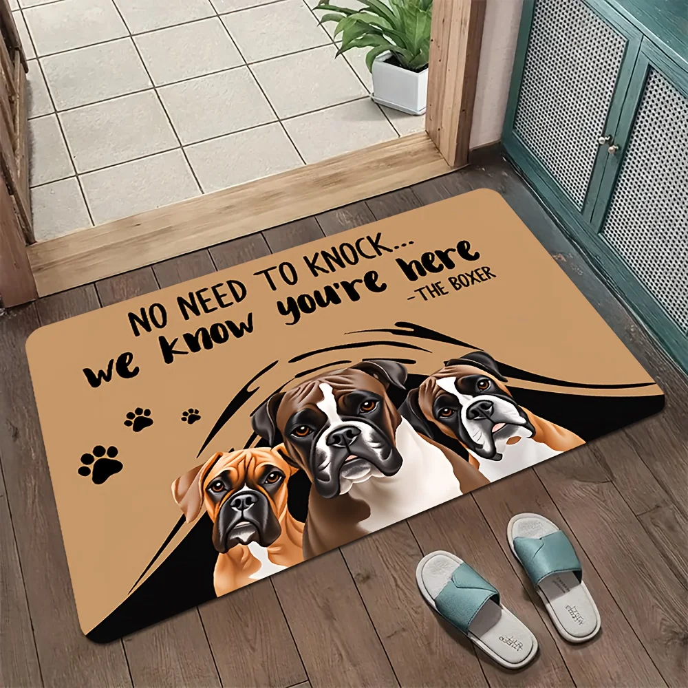 Funny Dog Lover Doormat Boxer Puppy Pet Entrance Mat Welcome Sign for Home Door Rug Gift Decor Idea