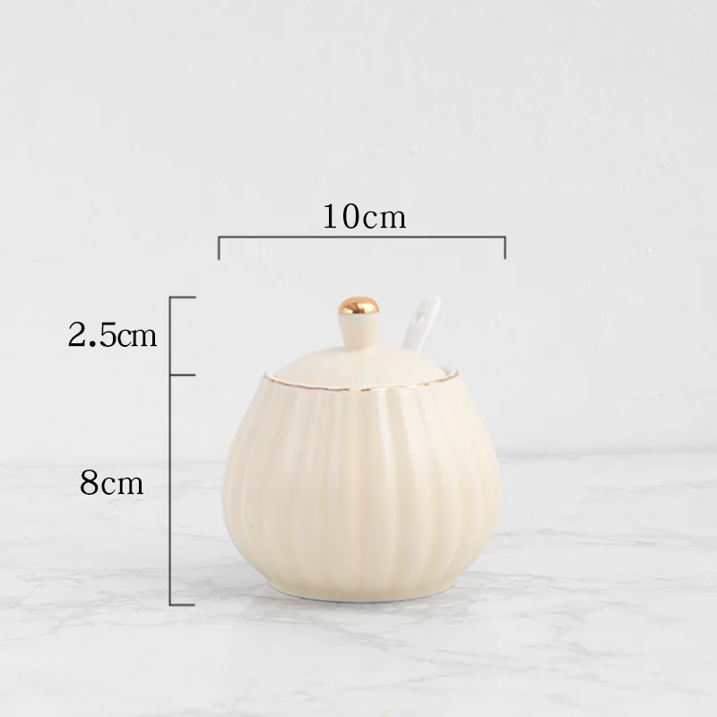 Ceramic pumpkin seasoning jar Light luxury kitchen seasoning box storage combination Light luxury Japanese commercial seasoning