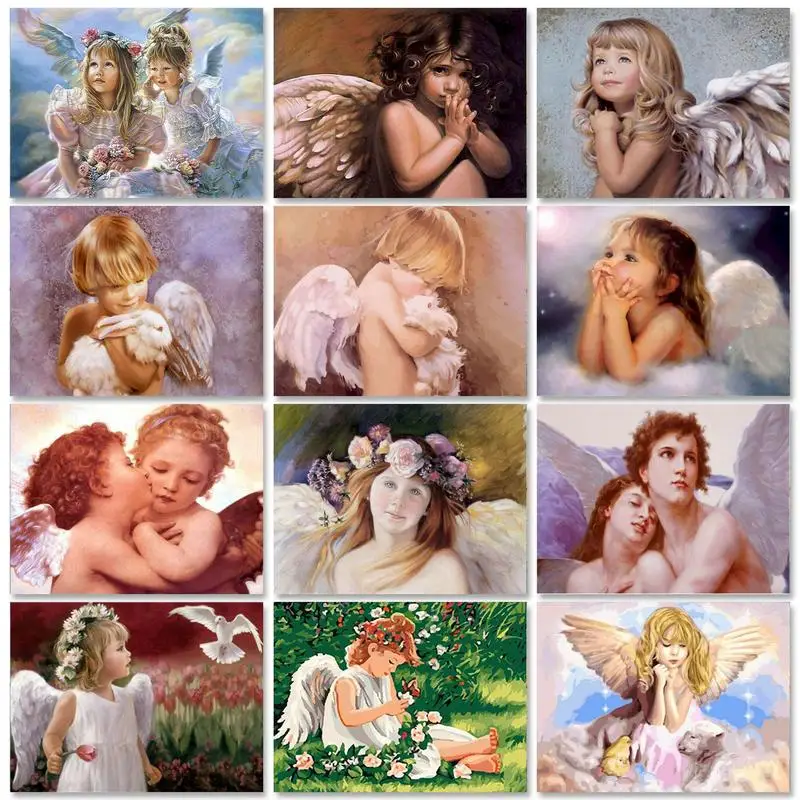 

GATYZTORY 40x50cm Paint by Numbers Angel for Kids Canvas Painting Number Paiting Gift Living Room Decoration