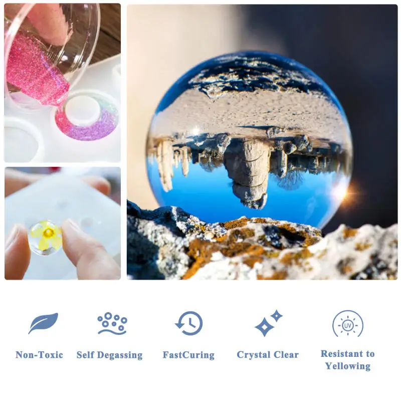 200g/250g/500g UV Resin Hard Glue for DIY Jewelry Making Epoxy Resin and UV Lamp High Transparency Fast Drying High Hardness