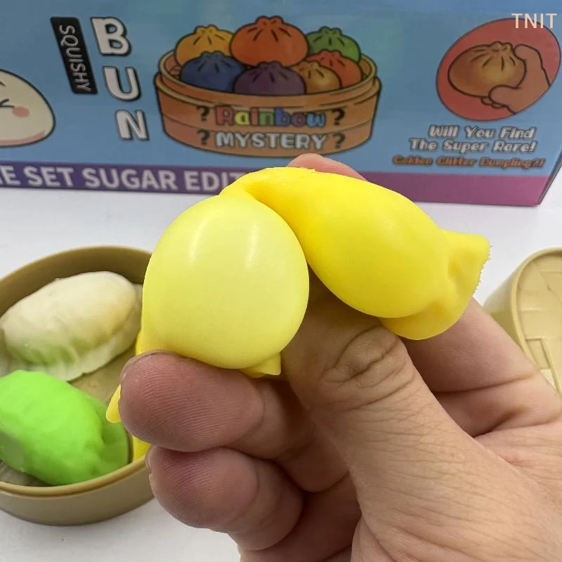 [J] 3Pcs Mystery  Dumpling Xiaolongbao Stretch Fidget Antistress Adult Desk Toy