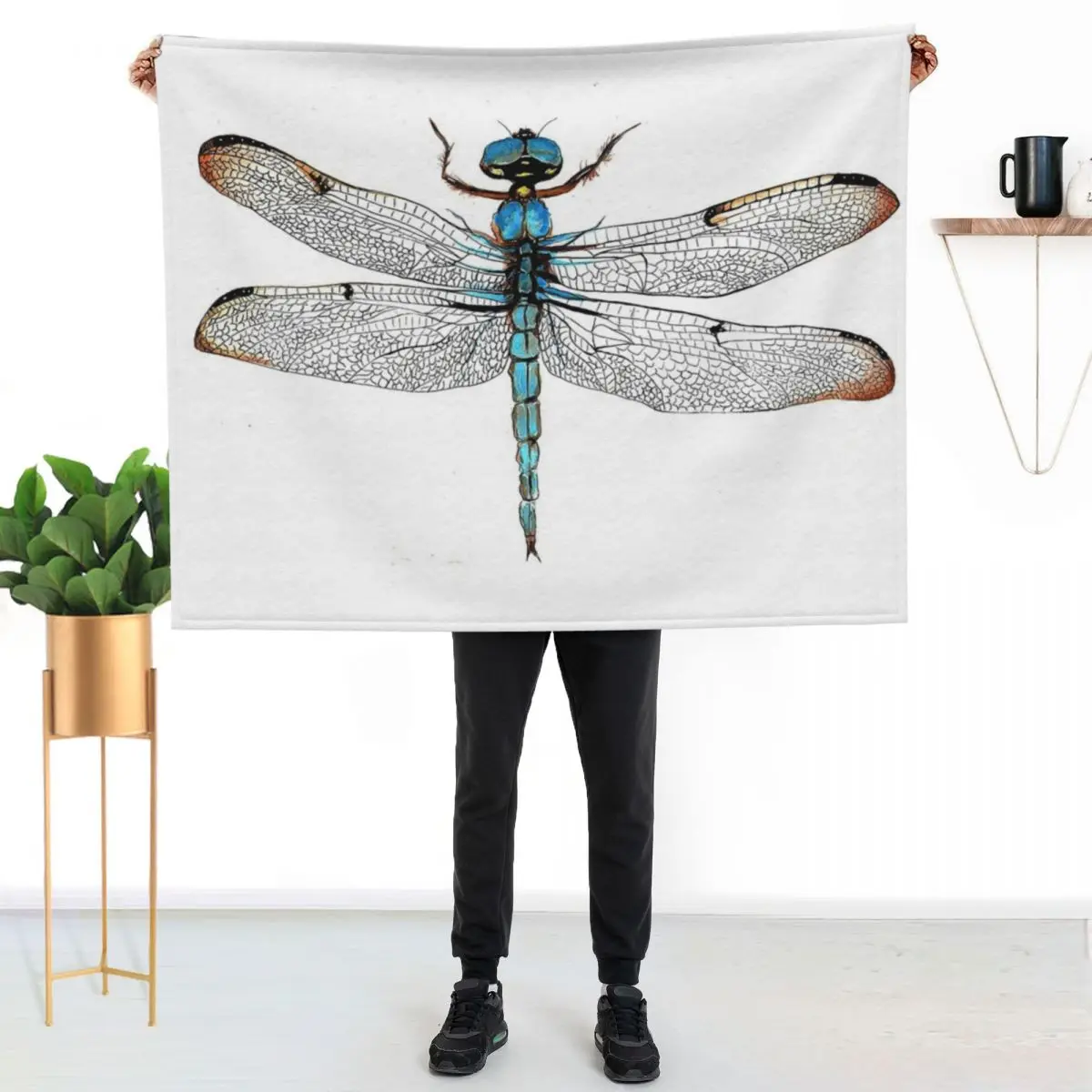 

Dragonfly Throw Blanket Shaggy Furry Soft Blanket for Bedroom Living Room