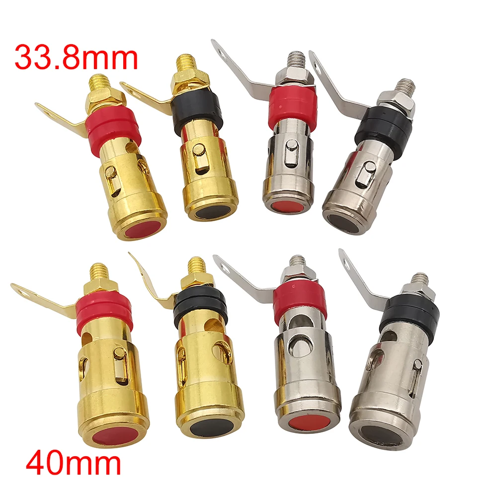 4Pcs/2Pairs Spring Push Type Terminal Connector Binding Post Audio Plug Jack Amplifier Speaker Self Locking Socket 338mm 40mm