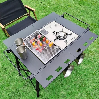 Lohascamping 경량 캠핑 접이식 IGT 테이블 확장 화로 테이블, 다기능 조절 가능한 다리, 데스크탑 버너, 바베큐 테이블