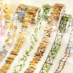 Pan Paper, Garden Path Series PET Landscaping Tape, Little Fresh Style Fence Hand Account Decorative Tape Priming Material Tape