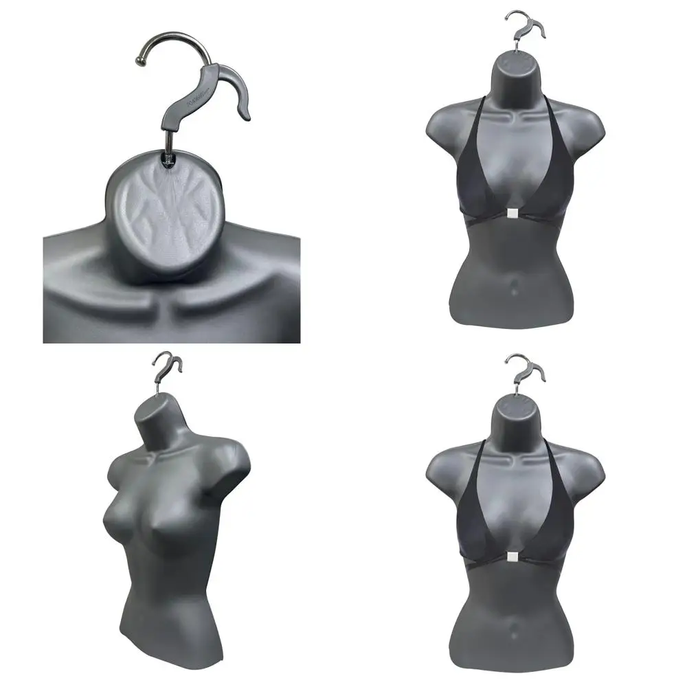 

Stackable Hollow Back Mannequin Torso for S-M Clothing, Display Hooks, T-Shirts, Craft Shows, Design (Gray, 2-Pack)