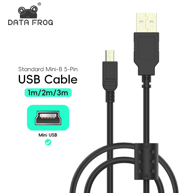 Data Frog Mini-B 5Pin USB 2.0 Cable Fast Charging  Data Sync Cord for PSP1000/2000/3000 NDSi PS3 Wii U Pro Controller
