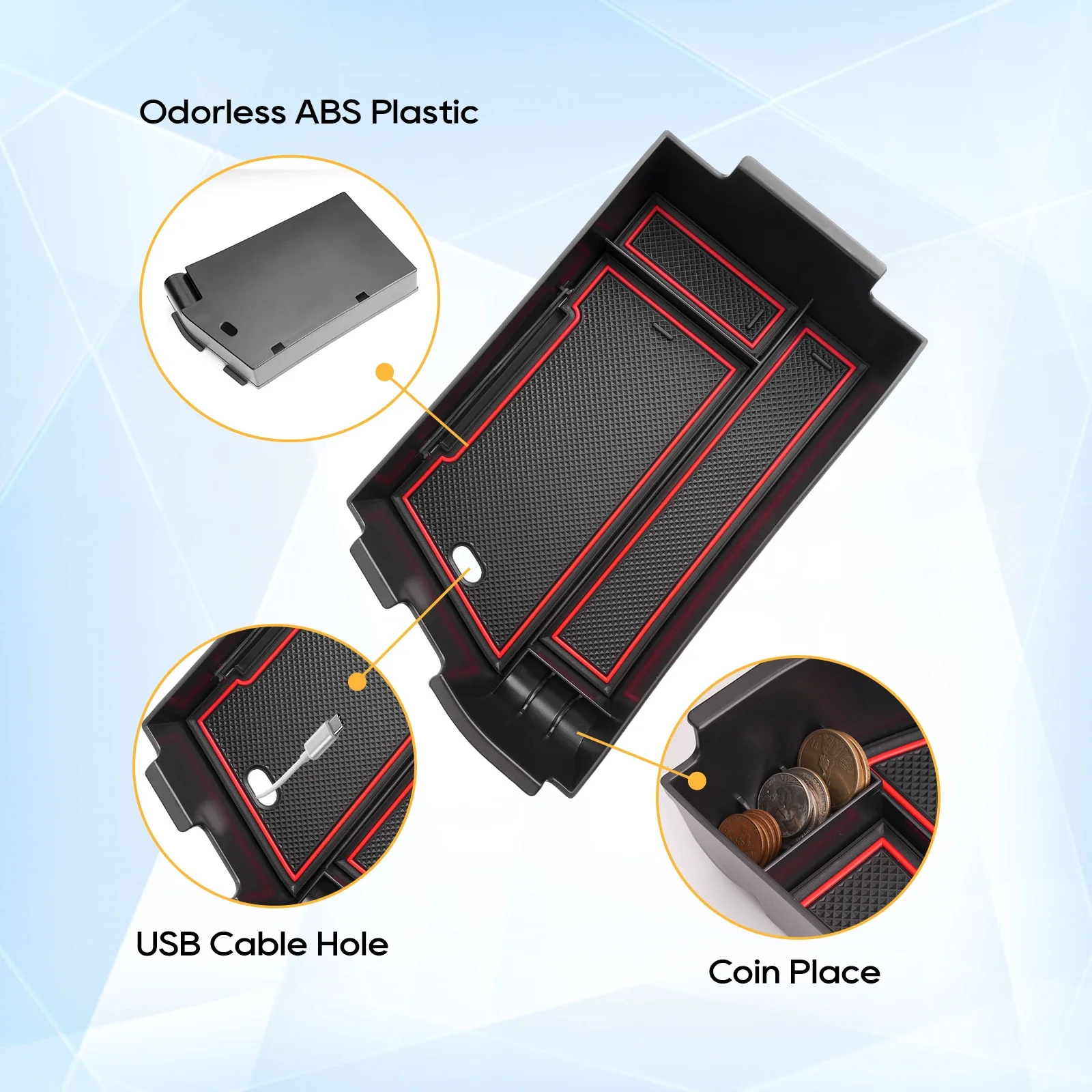 صندوق تخزين مسند ذراع السيارة لشركة هيونداي سوناتا 2024 2025 حاوية التحكم المركزي ملحقات السيارات الداخلية هيونداي سوناتا #6