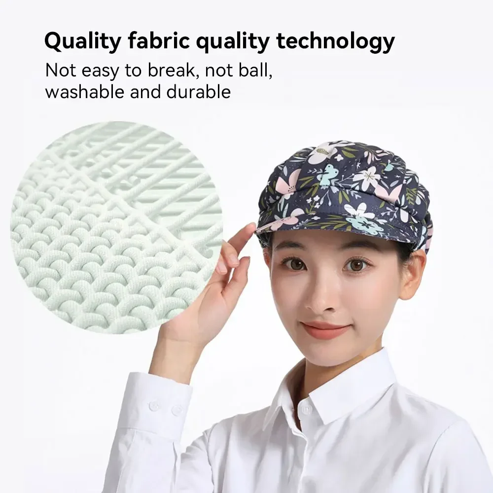 طباخ مضاد للدخان مع قبعة حافة قبعة أنثى المطبخ المنزل الطبخ الطبخ الغذاء حقيبة العمل الشعر تقديم الطعام قبعة النظافة