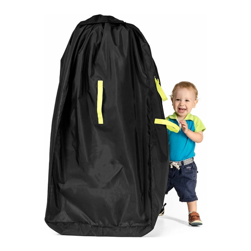 Stroller Storage Bag Gate Check Stroller Hanging Bag Black 420D Oxford Fabric Foldable Easy Carry Stroller Organizer Bag