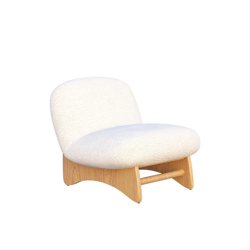 Nordic lamb wool single sofa antique bedroom study lazy sofa wabi sandy wind