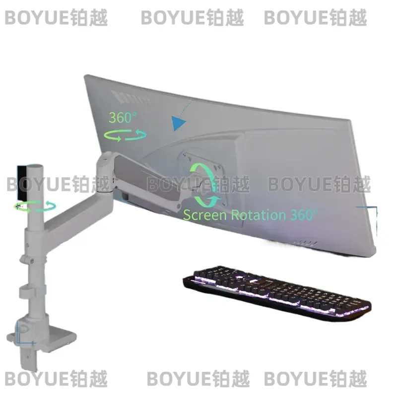 Heavy Duty Monitor Arm Desk Mount for 17 to 60 Inch Screens Fully Adjustable VESA Bracket Stand White Ergonomic Computer