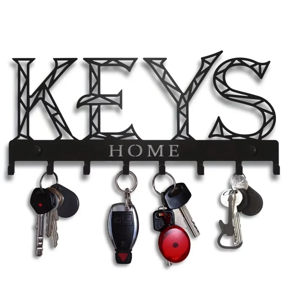 CIFBUY Metal Wall Shelf Iron Key Holder Floating Storage Rack Adhesive Drill Free Install Rustproof Modern Home Decor Organizer