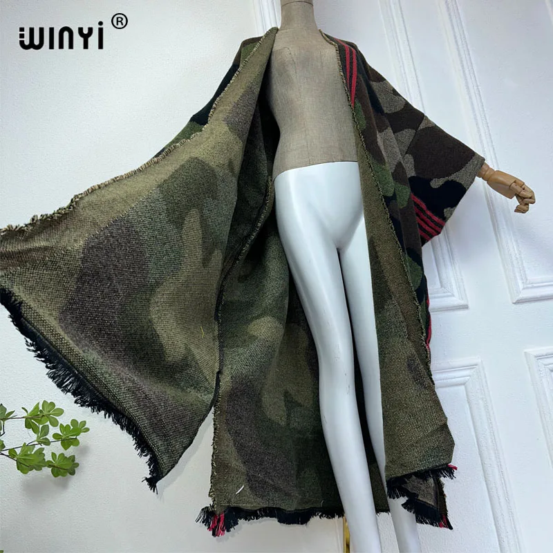 NEW WINYI Open Front Long Cardigan Africa women Camouflage Printed Loose long down coat Middle East Outlet Clothes Female kimono