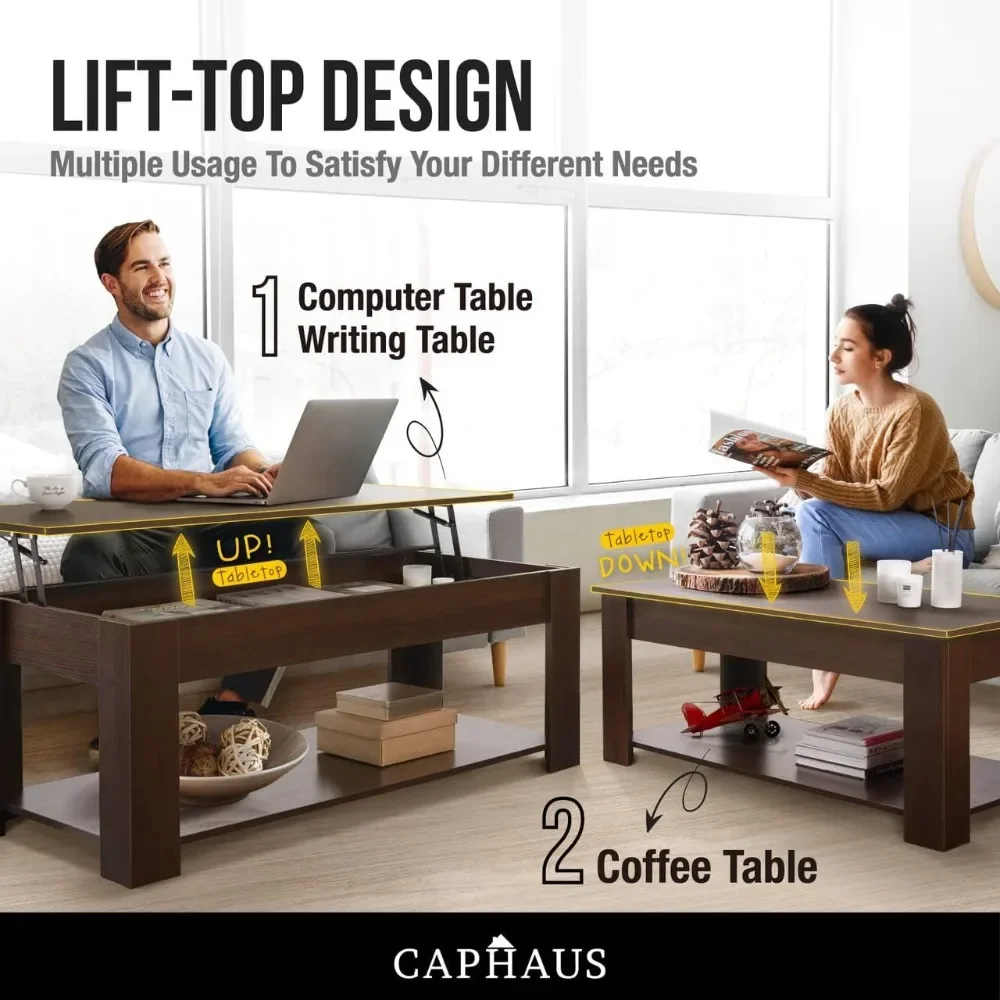 47' Lift Top Coffee Table with Storage, 110 lbs Capacity, 11 lbs Lifted