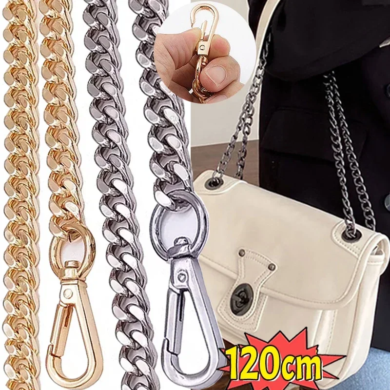 120cm Metal Aluminum Bag Chain Replacement Parts Accessories for Hand-Woven Shoulder Handbag DIY Handmade Detachable Straps