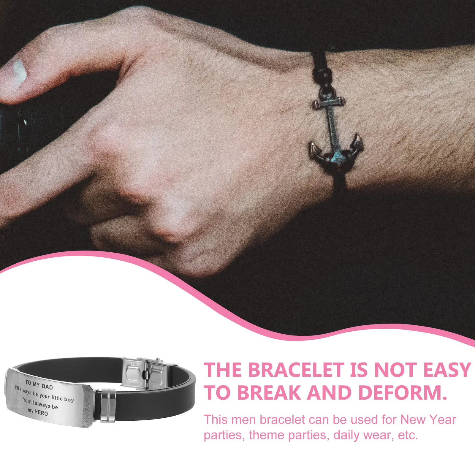 

Мужской браслет из нержавеющей стали, стильный, простой дизайн, браслет-манжета, подарок на День отца, мужской браслет, подарок на День отца