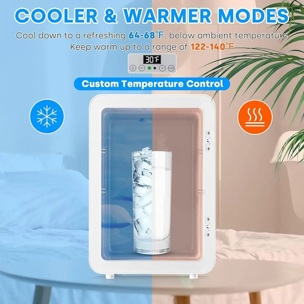 ثلاجة صغيرة لمستحضرات التجميل، ثلاجة محمولة تعمل بالتيار المتردد والتيار المستمر، مبرد طاقة، ثلاجة للعناية بالبشرة مع شاشة LCD لدرجة الحرارة، مسكن للسفر
