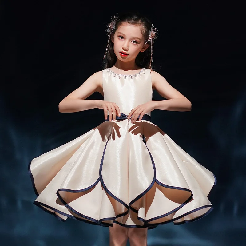 

Summer New Children's Sleeveless Princess Girls' High-end Fashion Simple Puffy Daily Wearable Dress