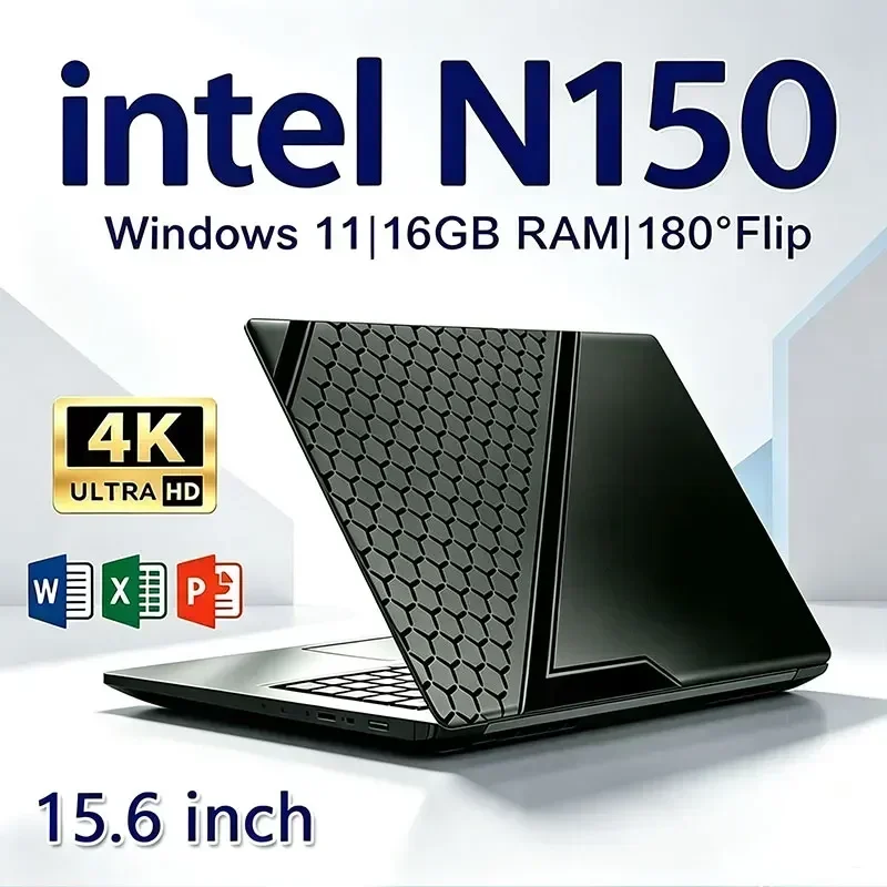 New Intel N150 Laptop Windows 11 16GB RAM 1TB SSD 4K HD Screen Portable Slim Laptops PC Gamer 15.6 inch Computer Office
