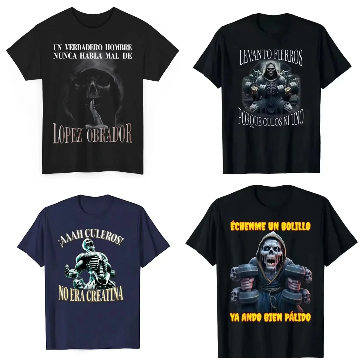 

Футболка унисекс с забавным скелетом для тренировок «AHH Culeros Eso No Era Creatina» с юмористическим принтом черепа и короткими рукавами для спортзала