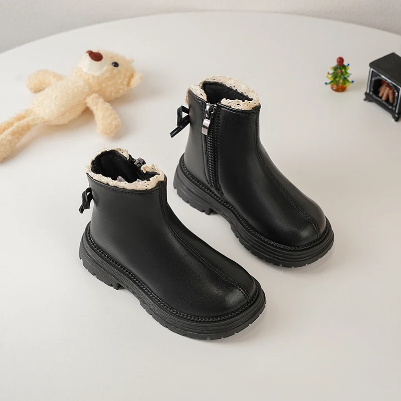

2025 Children Casual Short Boots for Girls Autumn Winter New Fashion Korean Style Soft Sole Non-slip Versatile Princess Shoes