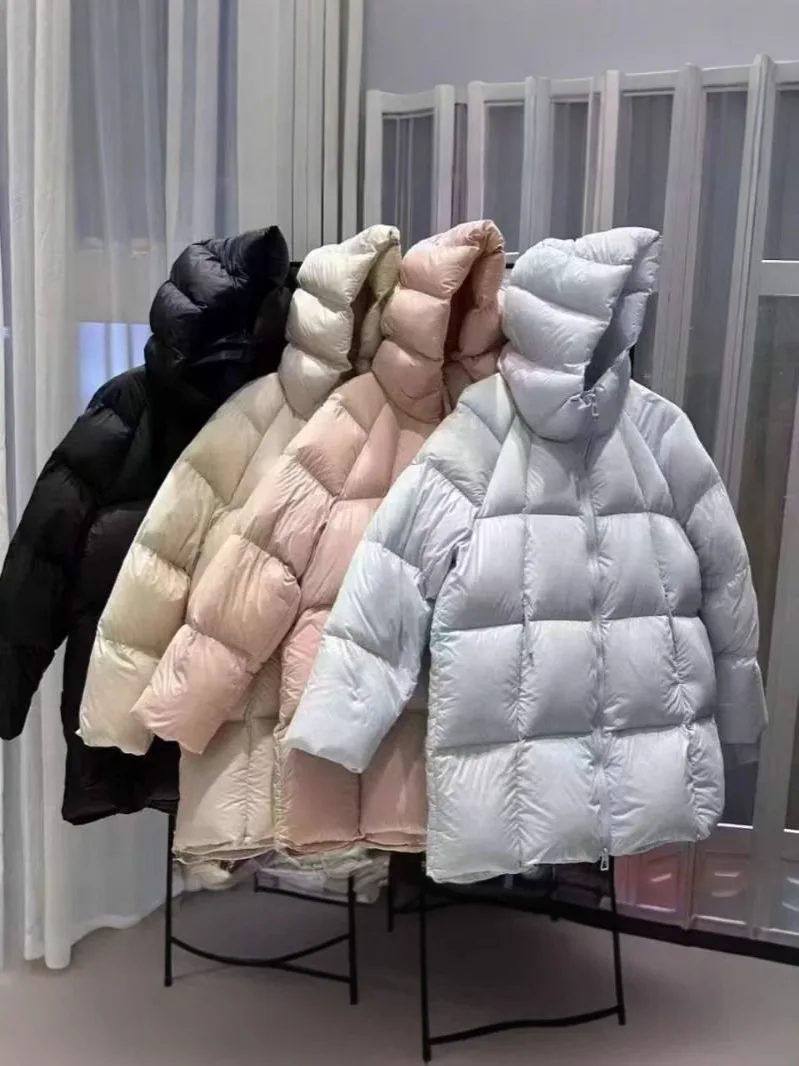 

Solid Color Women's Down Jacket Loose Warm Medium To Long Hooded Cotton Jacket Fashionable Versatile Casual Autumn Winter New