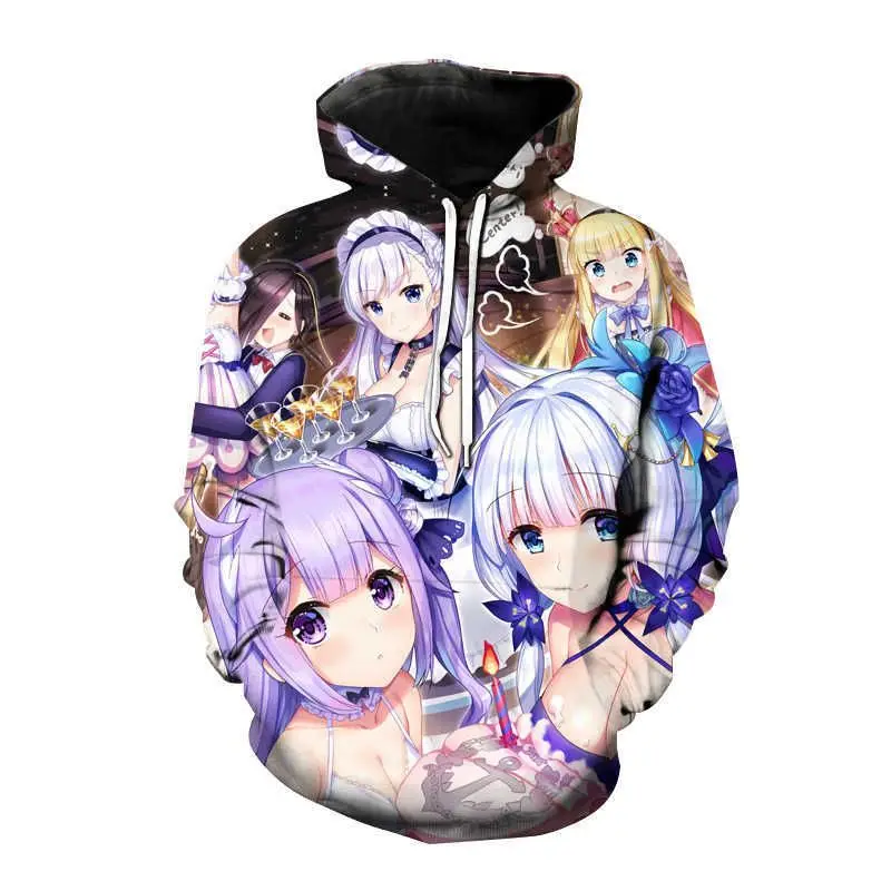 Men's Hoodie Cartoon Anime Azur Lane 3d Print Hoodies & Sweatshirts Man Women Pullover Boy Kids Y2k Tops Oversized Mens Clothing