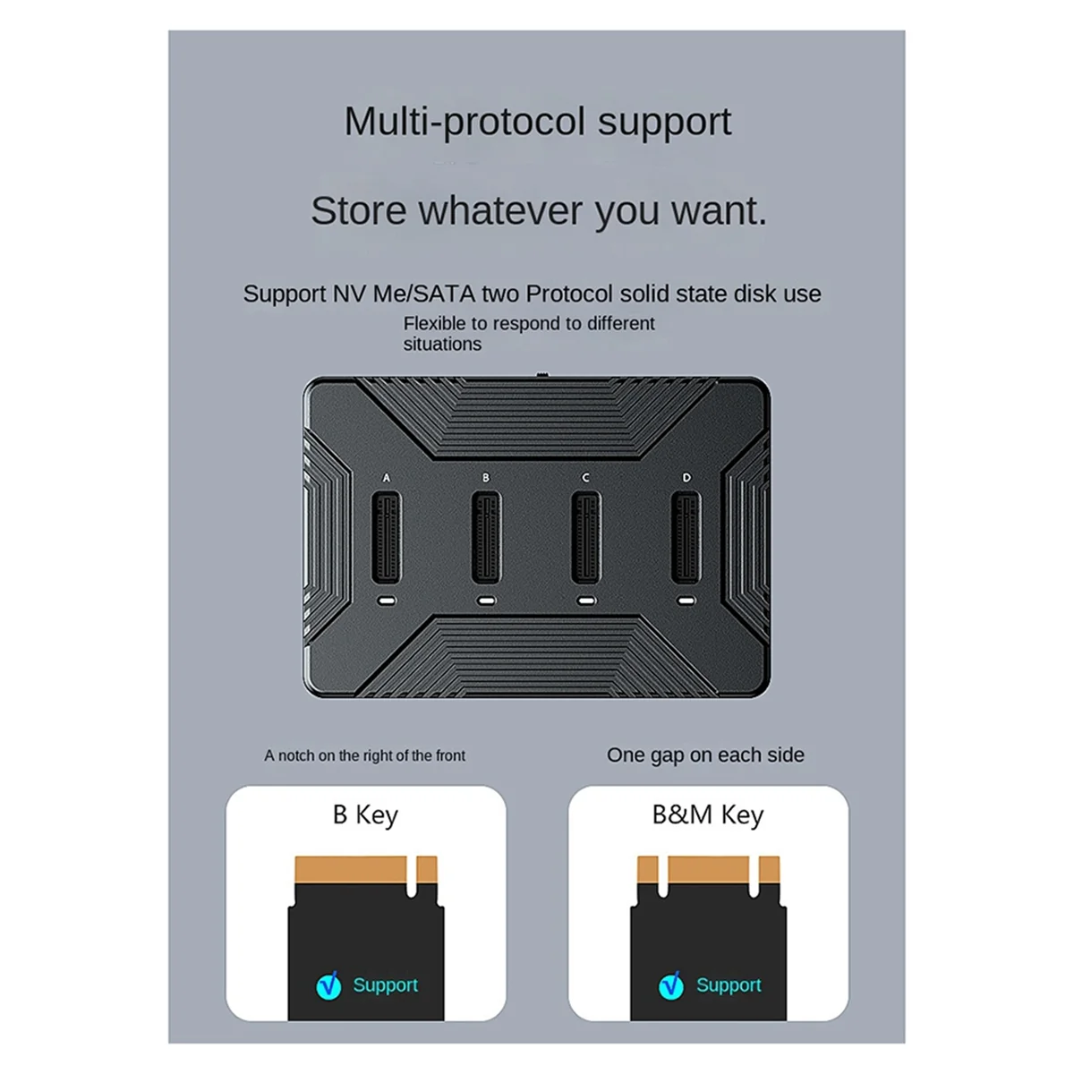 GFR5-Blueendless 4 Bay M2 SSD Box Type C USB3.2 10Gbps UK Plug