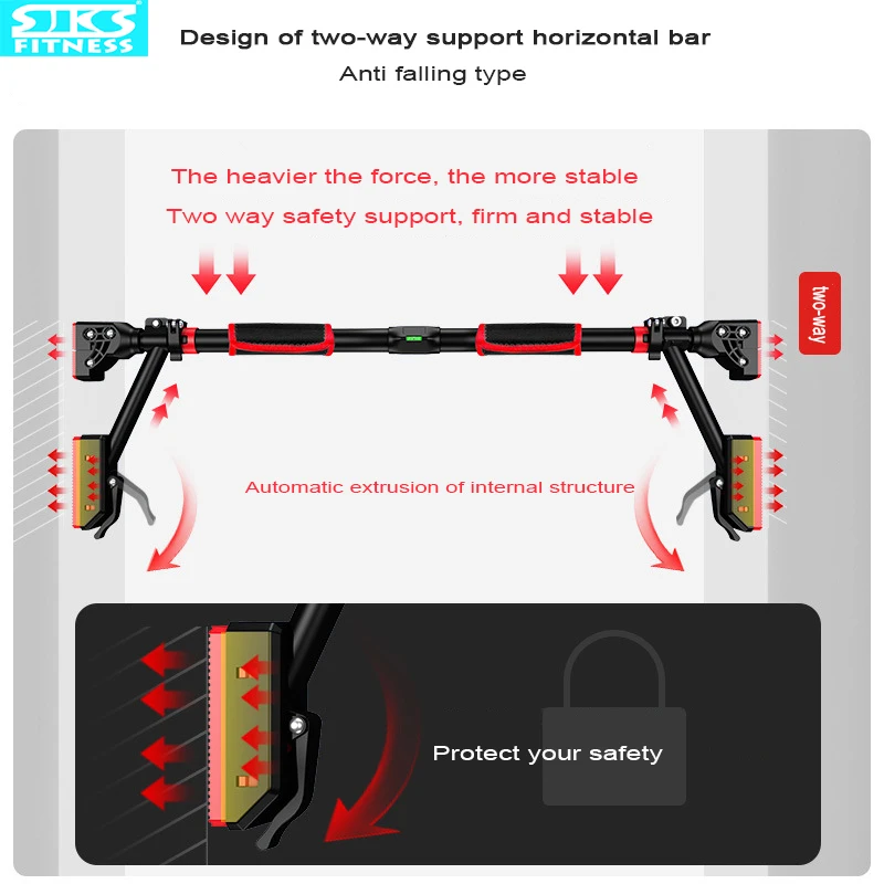 Dispositivo per trazioni da interno per uso domestico con barra orizzontale, nessuna perforazione richiesta, barra orizzontale per bambini Fitness