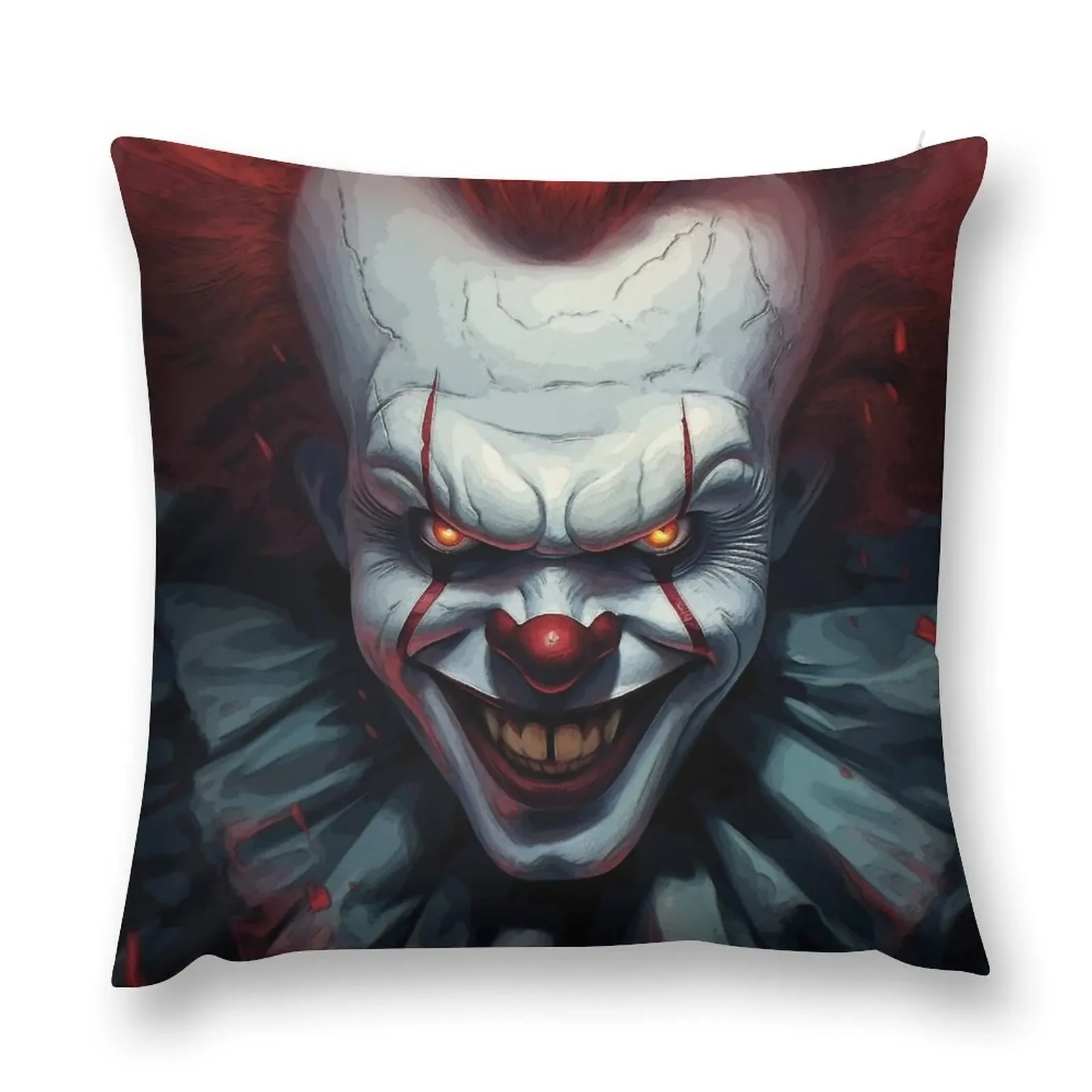 

An evil clown with a white face. Throw Pillow Christmas Pillow Elastic Cover For Sofa Christmas Covers pillow