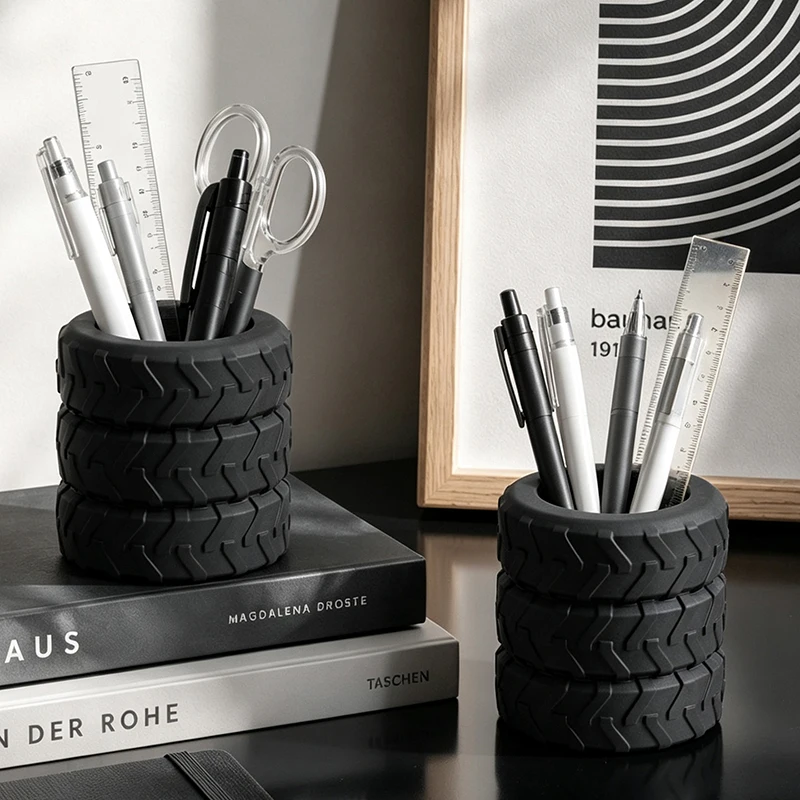 Heavy Duty Truck Tire Pen Pot Simulation Wheel Desk Caddy Industrial Decor Gift for Truck Lovers Office Stationery Organizer