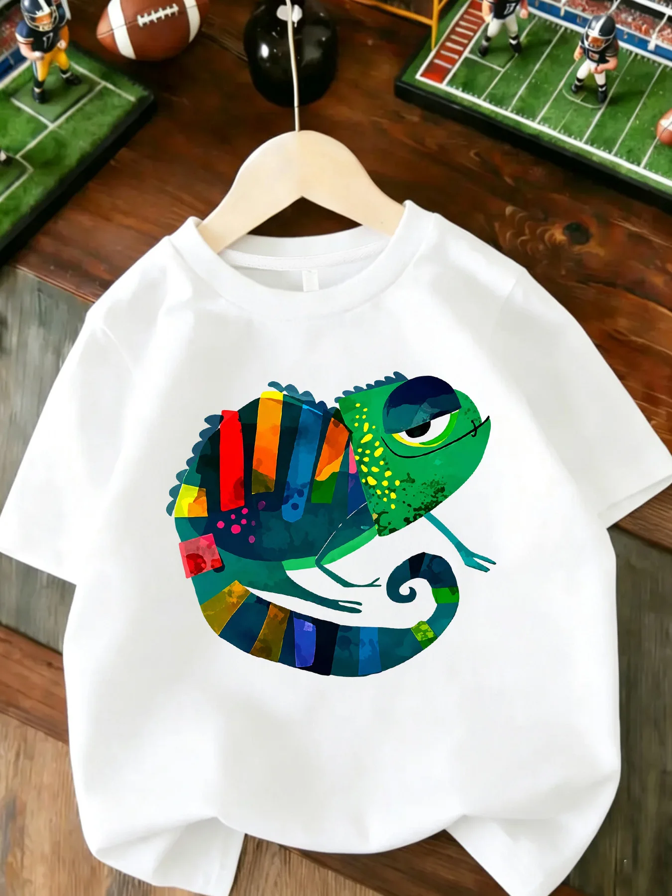 【SYJ081263】Colorful chameleon print T-shirt short-sleeved summer women's casual top work and home wear ladies' T-shirt