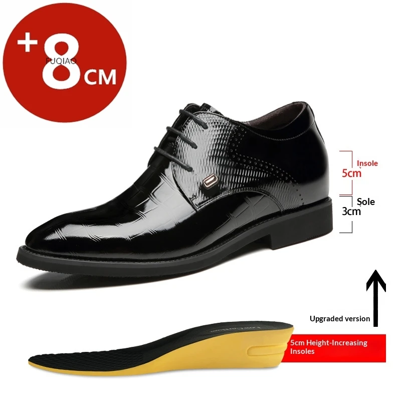 

Новые высококачественные мужские туфли-оксфорды/дерби для делового стиля, увеличивающие рост на 6/8 см, из натуральной кожи, с острым носком, для костюма