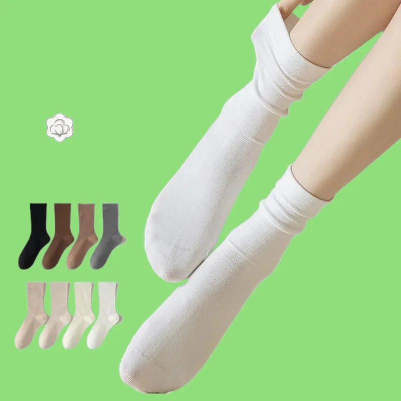 6/12 Pairs 2024 New Mid-tube Women's Socks Solid Color Cotton Boat Socks Breathable Casual Socks Women's Sports Socks