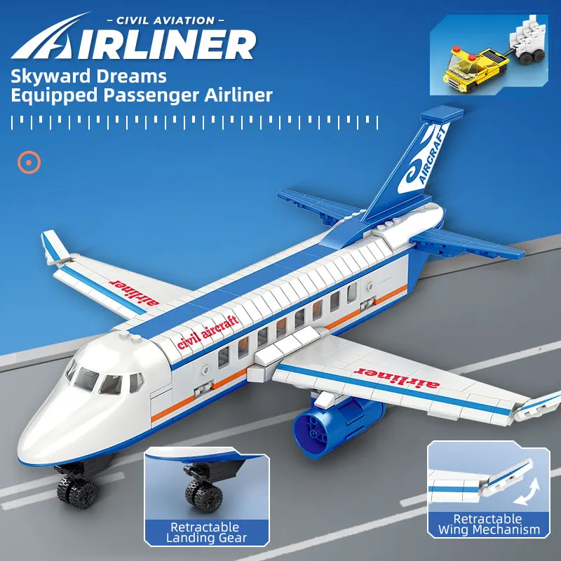 Blocos de construção de aeronaves de aviação, série cidade, avião de passageiros, modelo de avião de carga, decoração de mesa, brinquedos educativos para crianças