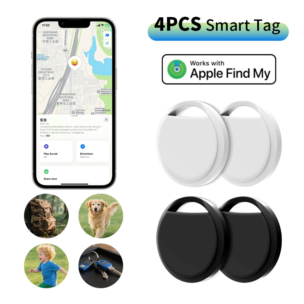 4er-Pack Anti-Verlust-Tracker Alternative für Apple AirTag, kompatibel mit Apple Find My, Bluetooth-GPS-Tracker für Gepäck, IOS MFi Schlüsselfinder