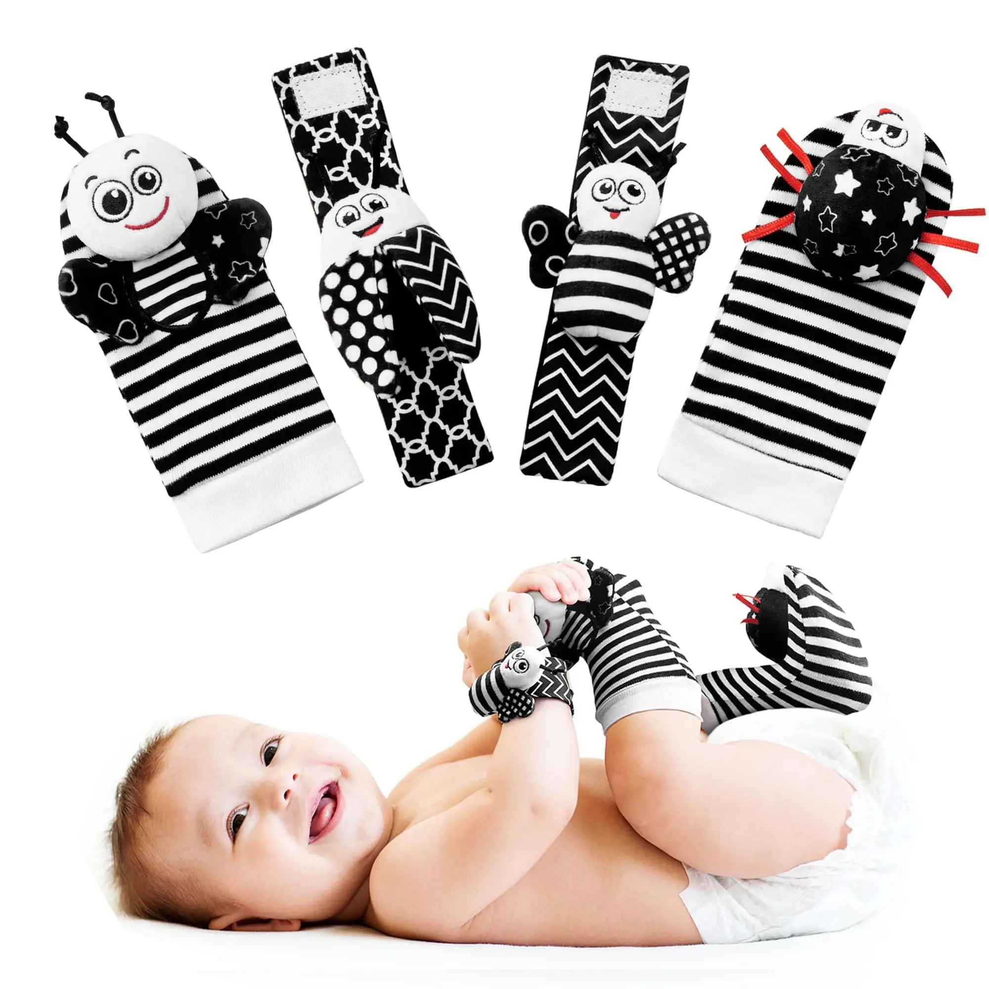 

1 Set Baby Rattles Toys Infant Toys 0-6 Months Cute Stuffed Animals Wrist Rattle Foot Finder Socks Newborn Toys Baby boy Gifts