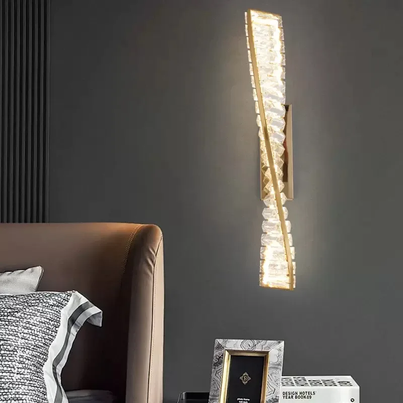 

LED crystal wall lamp bedroom bedside lamp high-end feeling villa hotel living room Corridor Corridor Wall Lamp
