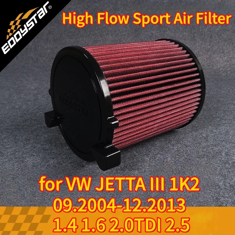 

High Flow Sport Air Filter for VW JETTA III 1K2 09.2004-12.2013 1.4 1.6 2.0TDI 2.5 Washable Racing Intake Filters