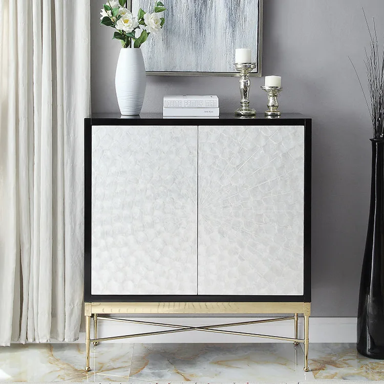 After entering the house, modern solid wood black paint shell ultra-thin shoe cabinet light luxury door cabinet furniture