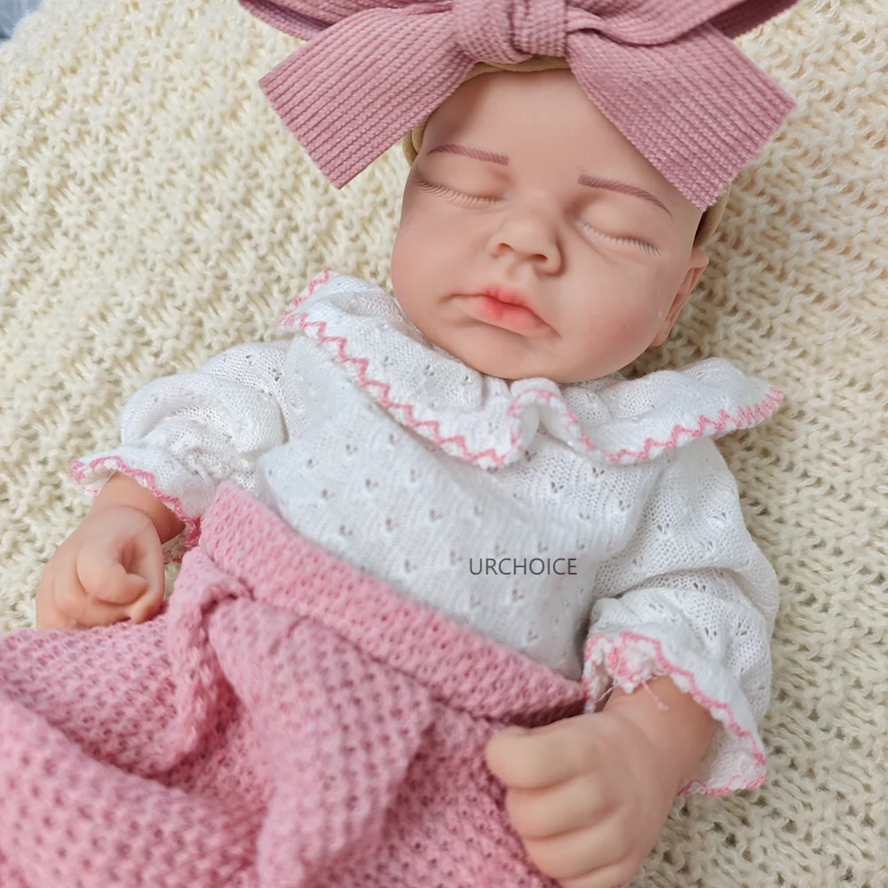 13-calowa silikonowa lalka odrodzona ręcznie malowana śpiące oczy realistyczna lalka noworodkowa dla sztuki kolekcjonerska idealny prezent świąteczny dla dzieci