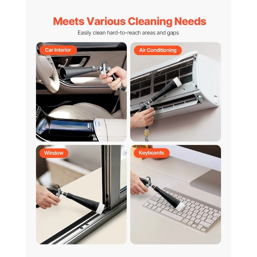 مسدس تنظيف السيارة 69.2 بار مسدس نفخ الهواء عالي الضغط 2 فوهات انفجارات الغبار والأوساخ