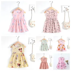 1-7 Years Baby Girls Sleeveless Flower Print Dresses Clothes Kids Summer Princess Dress Children Party Ball Pageant Outfit DS29