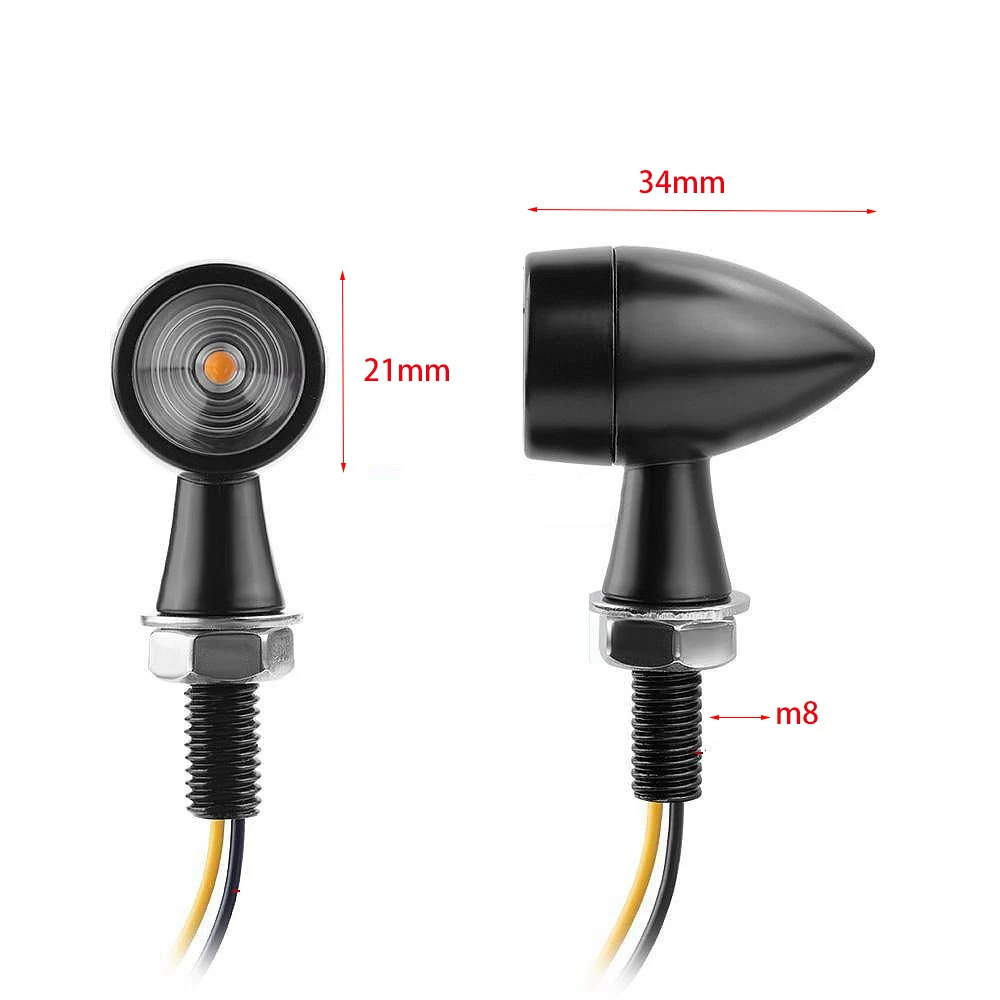 Motorcycle LED Turn Signal Light 12V Bullet Motorcyle Flashing Lamp Indicator For Honda Cafe Racer 8mm Moto Turn Signal Lights