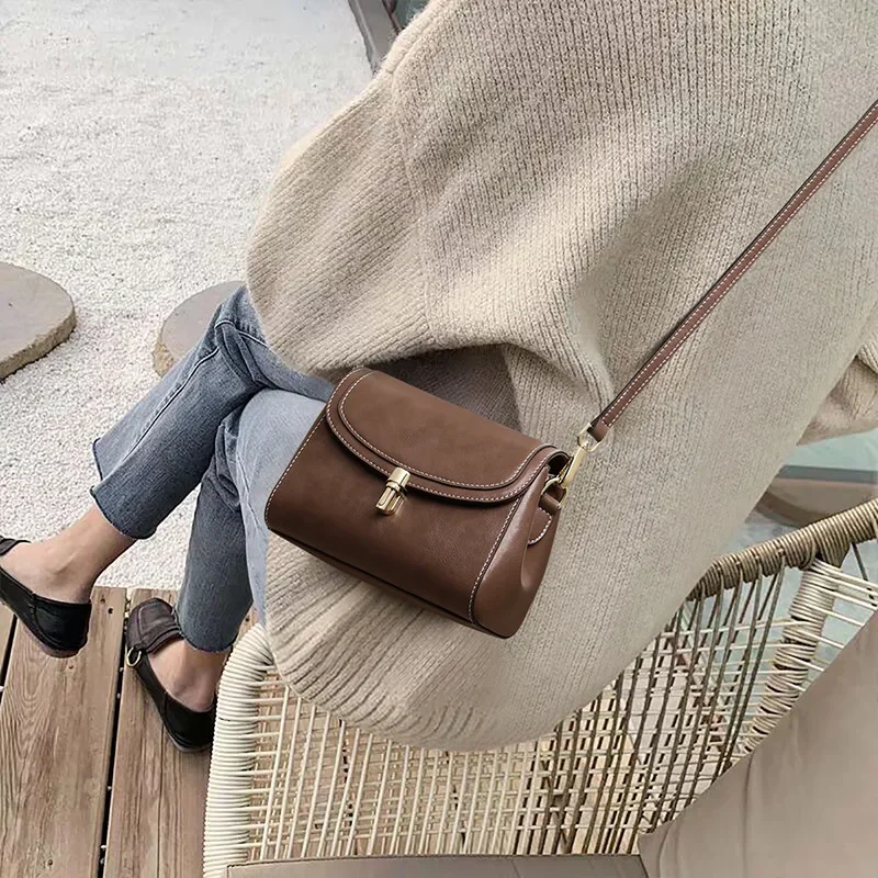 

2024 New Women's Bag Crossbody Bag Small Square Bag Genuine Leather Shoulder Bags Luxury Handbags