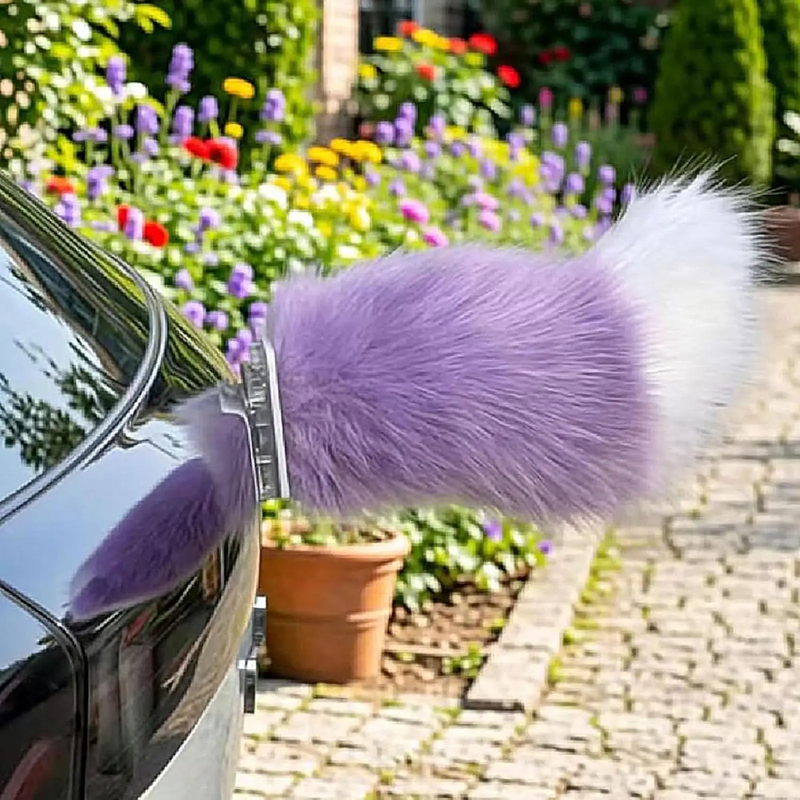 かわいいふわふわの揺れるしっぽ、柔らかいぬいぐるみの動物の尻尾、手作りの車のトランクテールオーナメント、電気自動車やトラック用