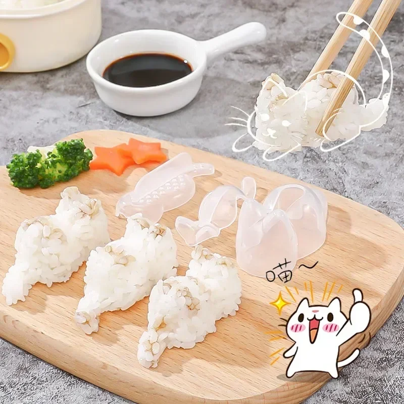 

Creative Cat Shaped Rice Ball Mold Kitchen Eating Utensils Household Plastic Sushi Molds Complementary Food Rice Molding Machine