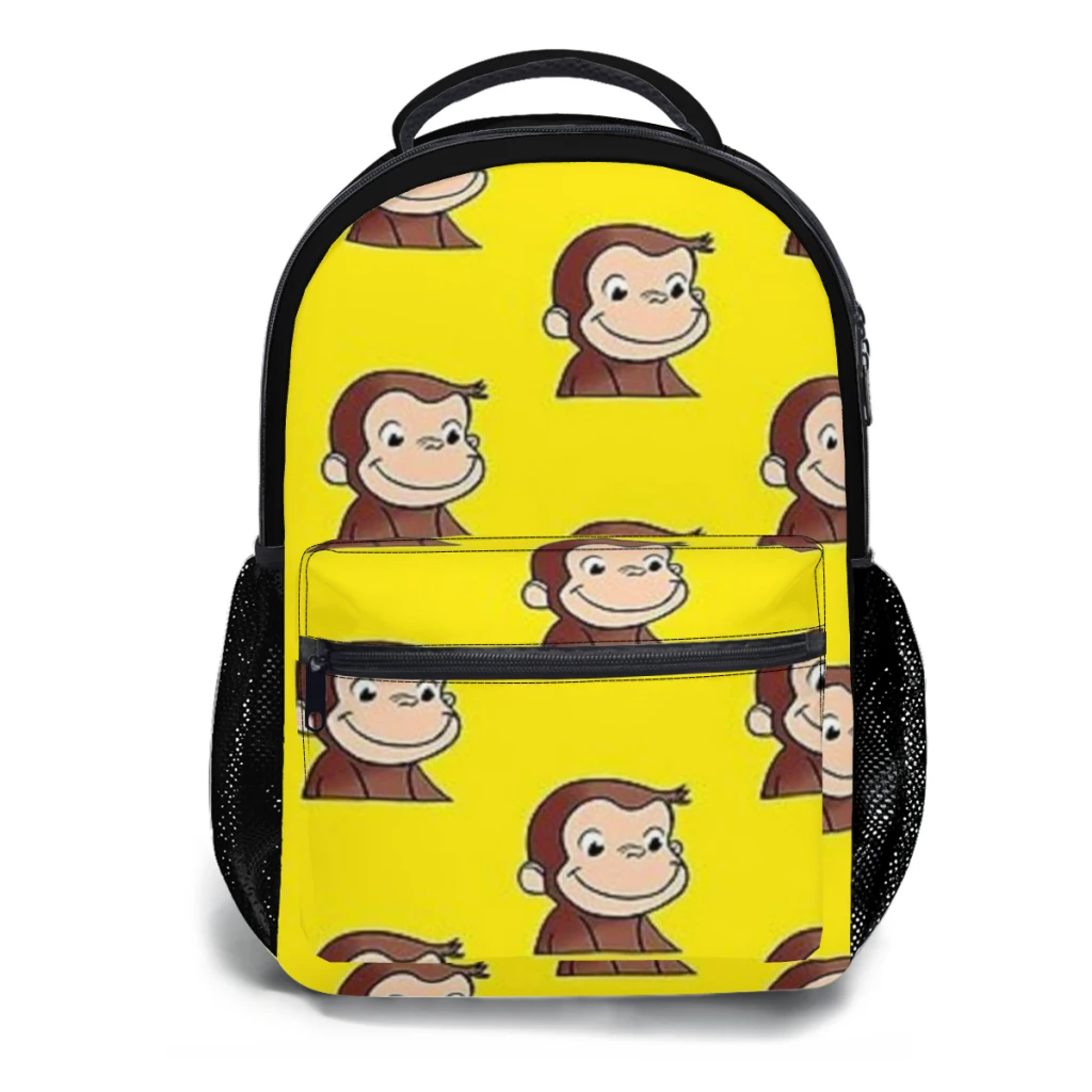 Mochila para meninas do Curious George, mochila escolar de grande capacidade para estudante, estudante do ensino médio de 17"